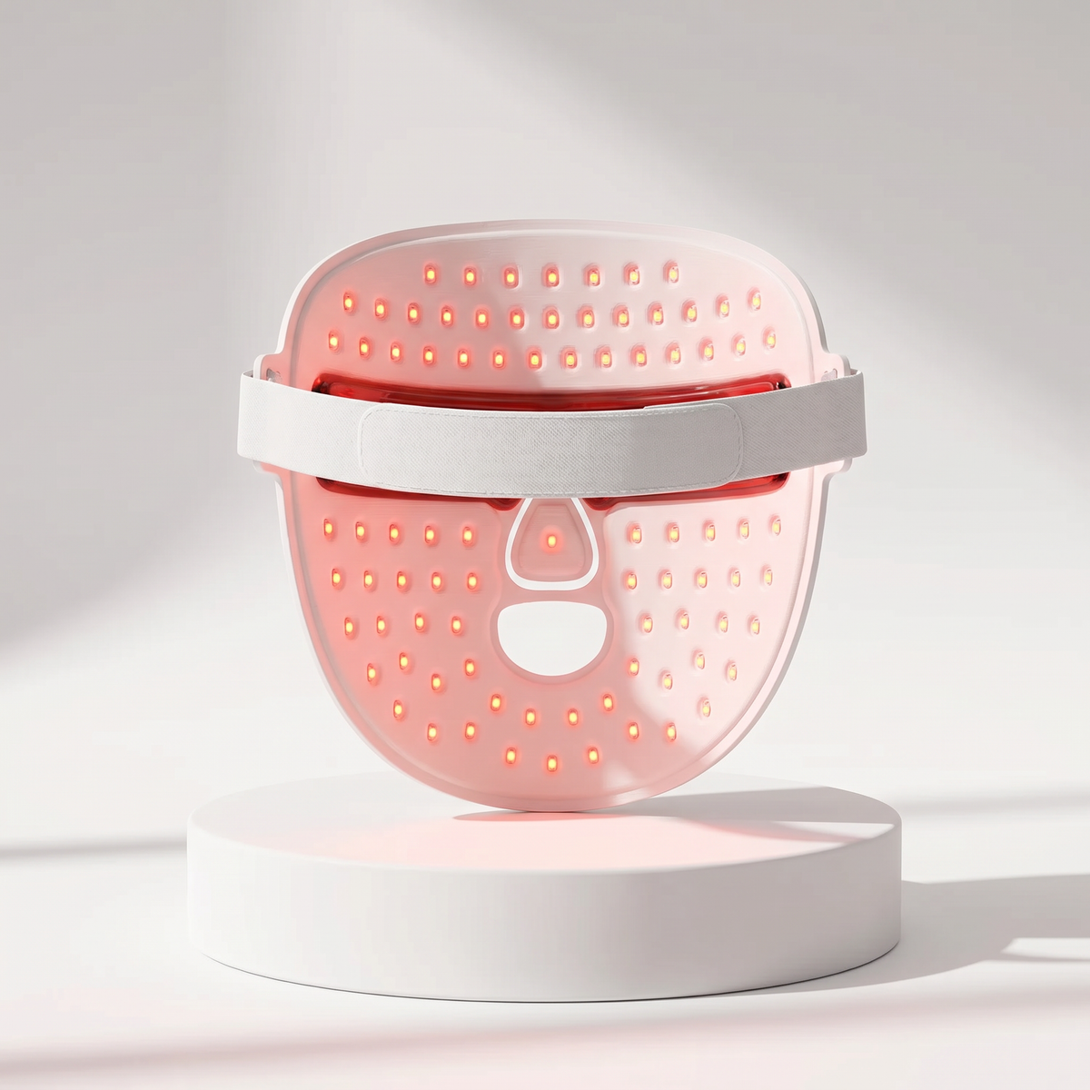 Luventa LED light therapy face mask in clean white studio